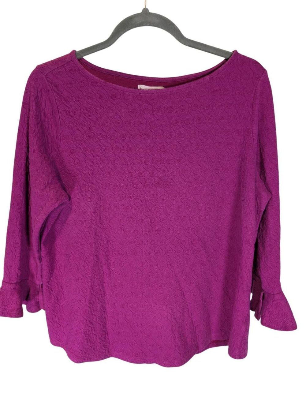 Kim Rogers Blouse Top 3/4 Sleeve Pullover Purple Size XL